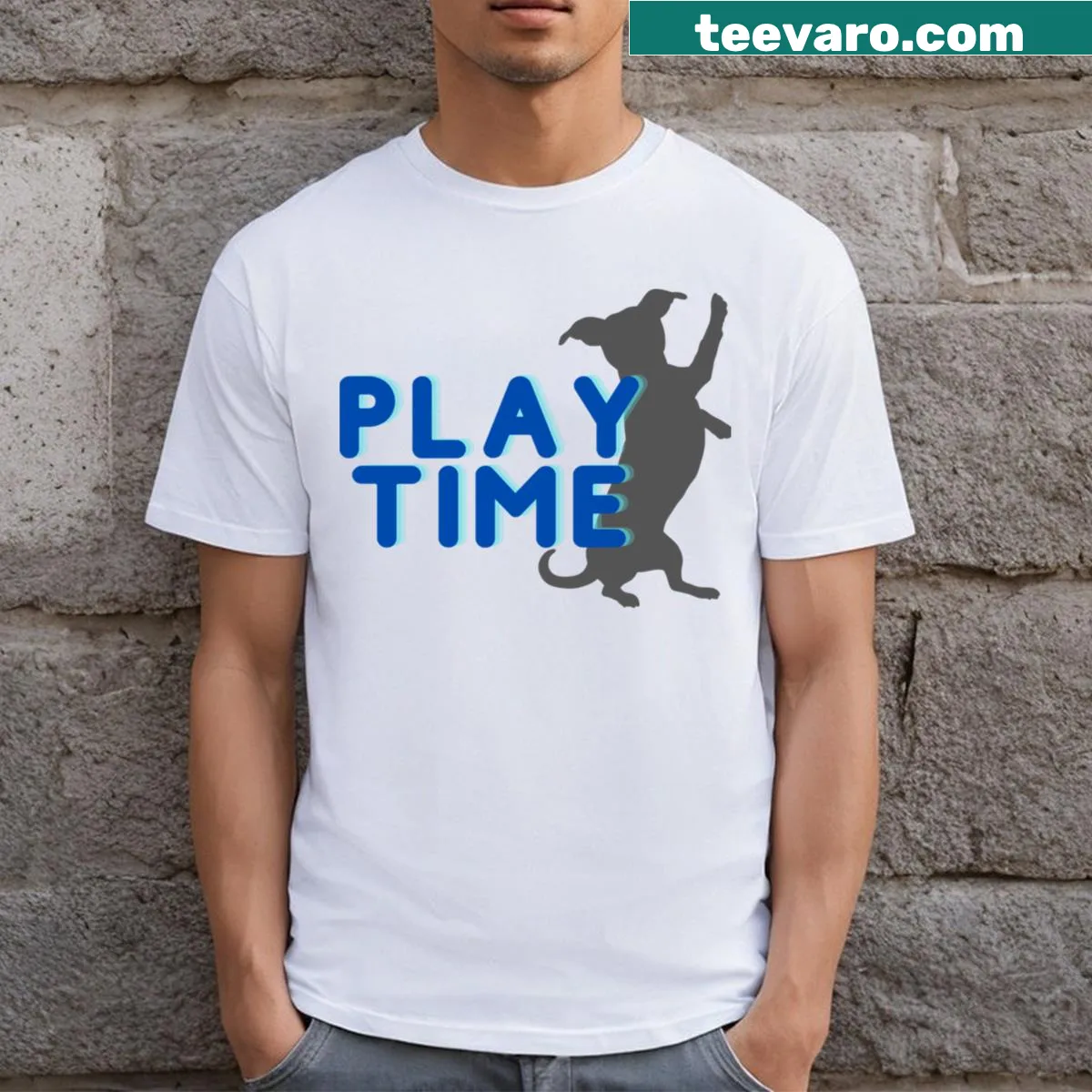 Fun t-shirt with 'Play Time' text promoting leisure and joy — on a men's t-shirt