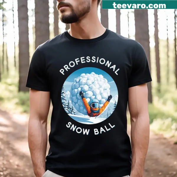 Funny skiing T-shirt with playful snowball-themed text