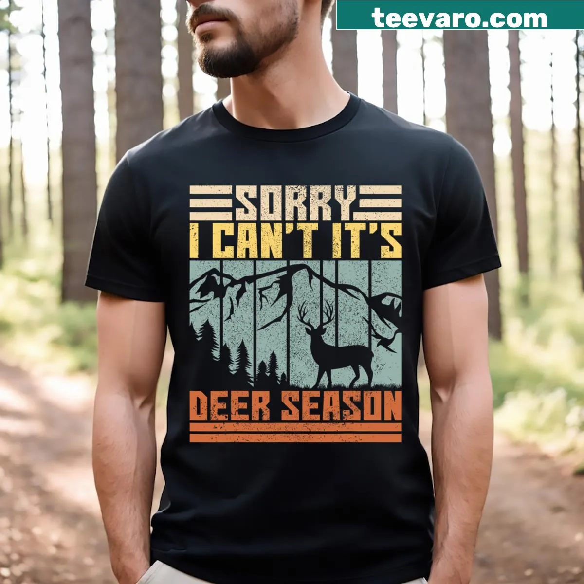 Humorous text t-shirt for deer hunting enthusiasts — on a men's t-shirt