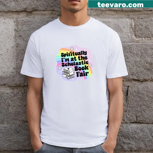 Whimsical t-shirt with text about the Scholastic Book Fair