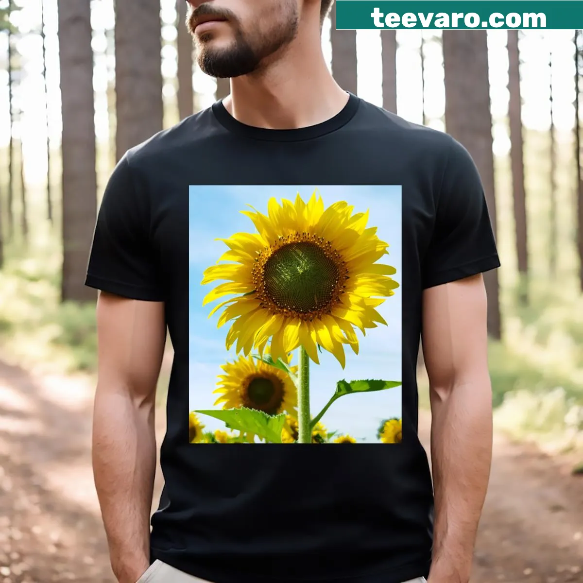 T-shirt featuring a playful sunflower design — on a men's t-shirt