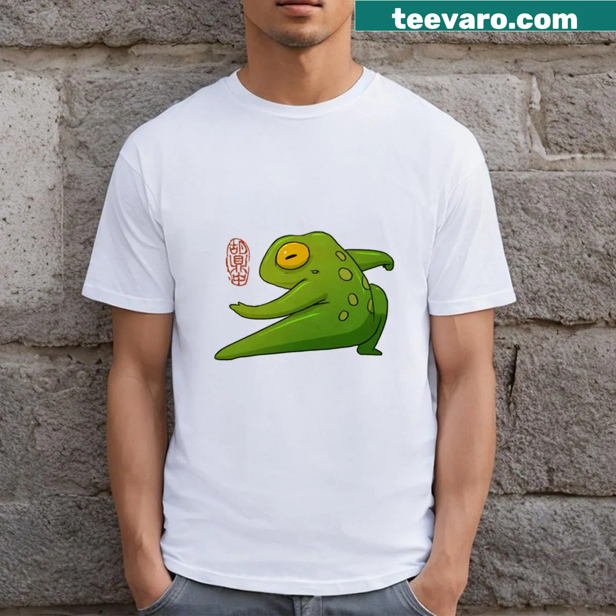 Artistic T-shirt featuring a creative frog design — on a men's t-shirt