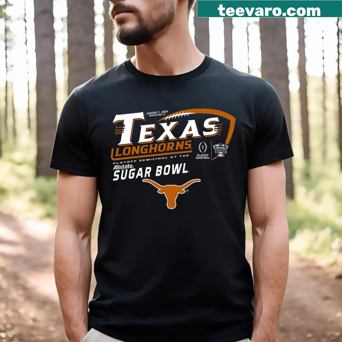 Iconic Texas Longhorns football t-shirt for Sugar Bowl 2024 — on a men's t-shirt