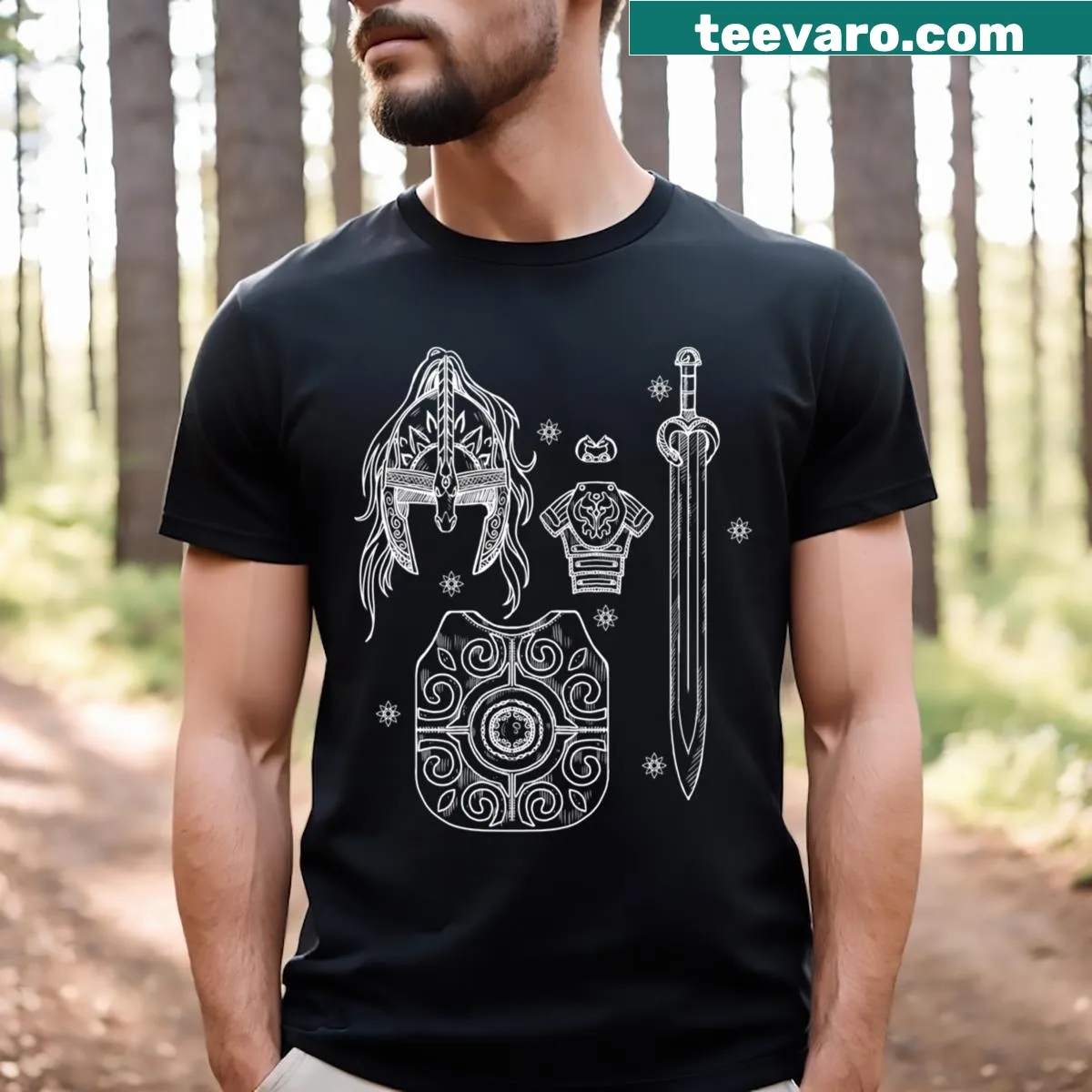 Illustrated Marshal's Kit T-shirt featuring a badge, hat, and lasso — on a men's t-shirt