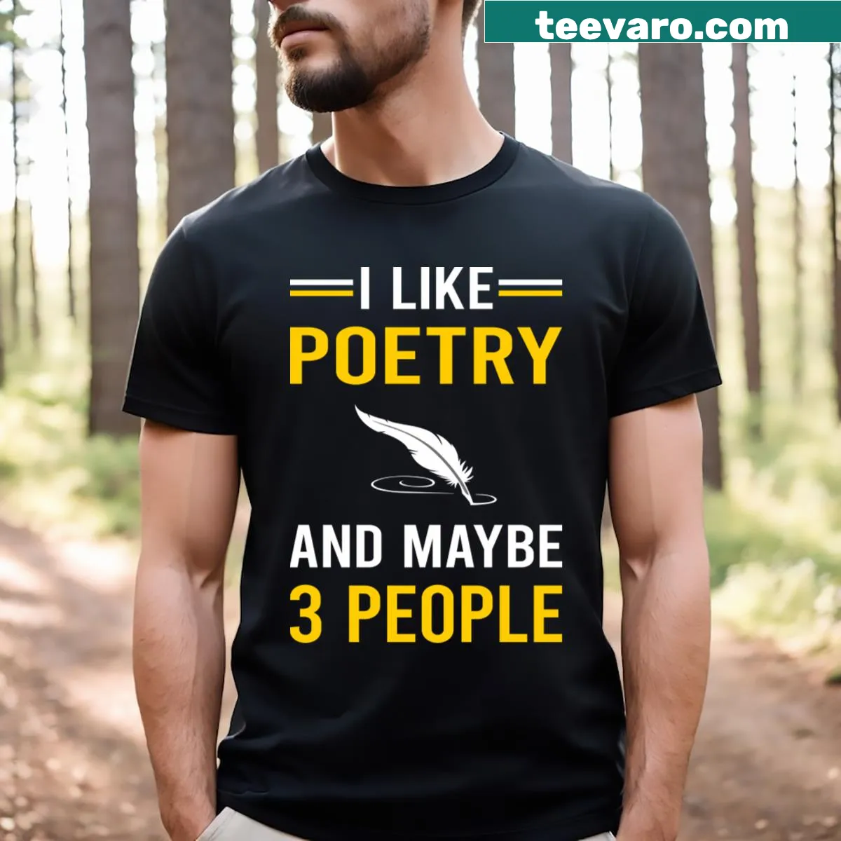 Hand-lettered design celebrating poetry and connection — on a men's t-shirt