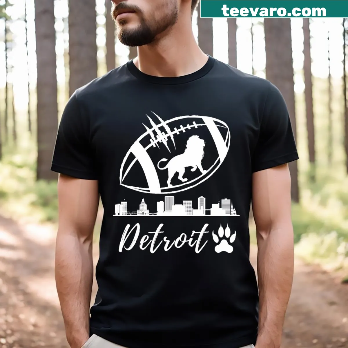 American Football T-shirt with bold typography design — on a men's t-shirt