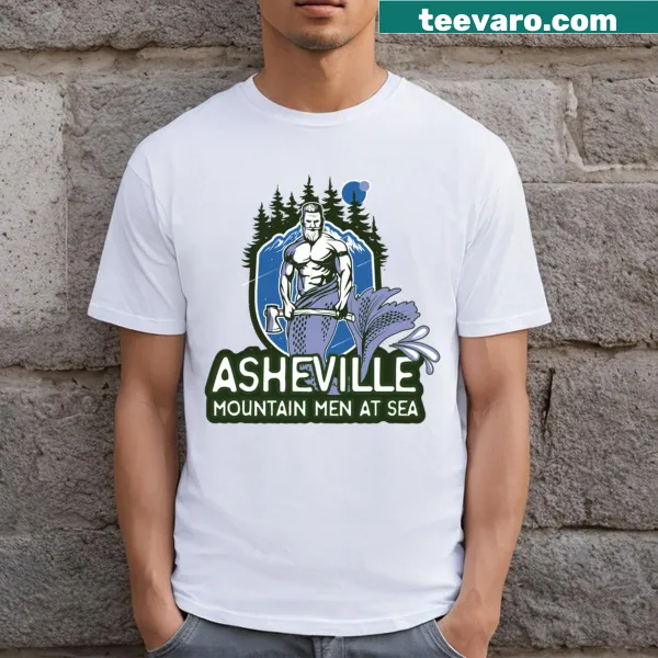 Whimsical T-shirt depicting mountain men at sea