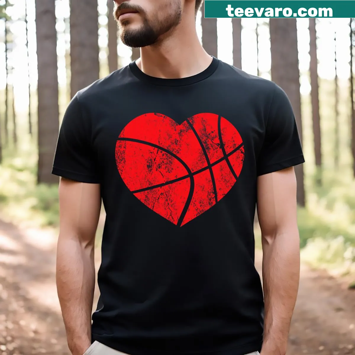 Playful basketball heart graphic for kids on Valentine's Day t-shirt — on a men's t-shirt