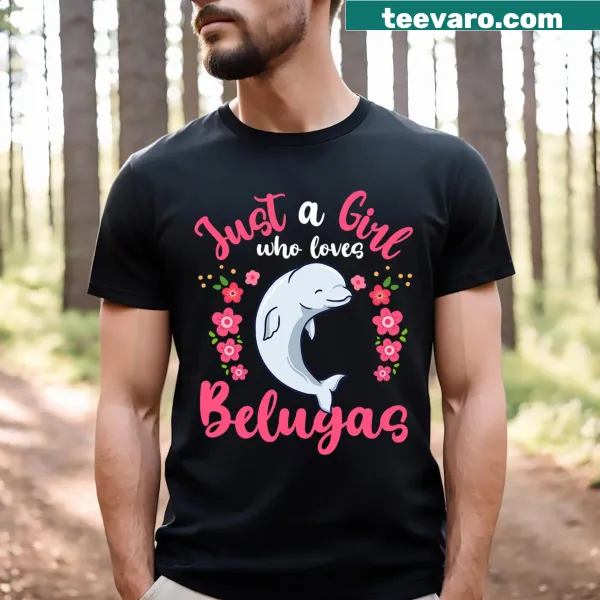 Cute T-shirt for women featuring a beluga whale and fun text