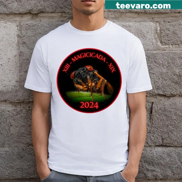 Illustrated t-shirt featuring Brood Xiii and Xix cicadas