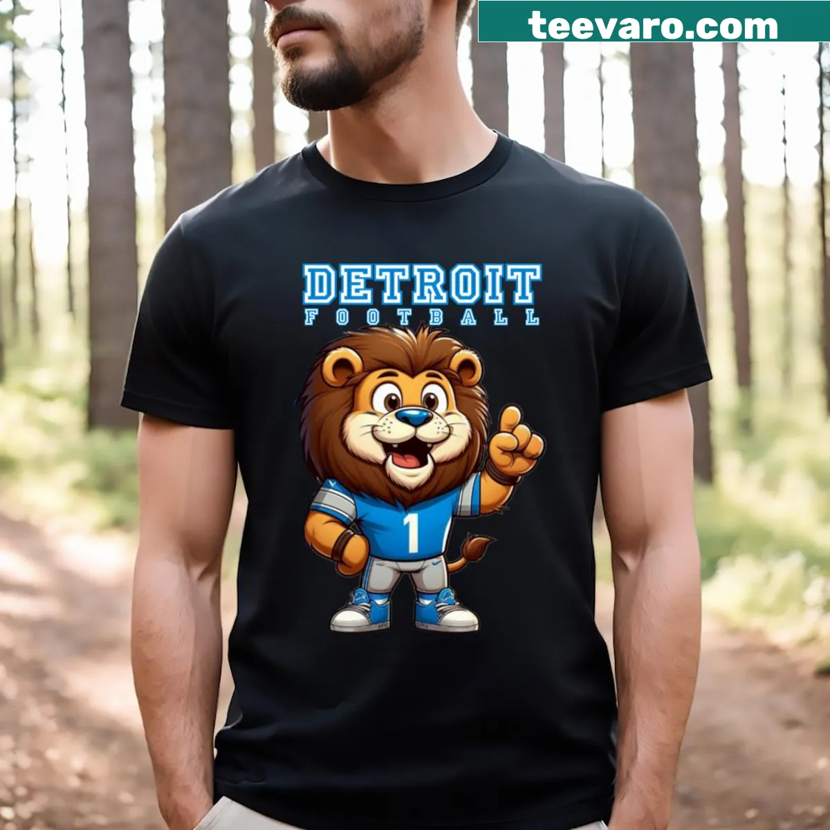 Vintage Detroit Lions graphic on a prideful T-shirt — on a men's t-shirt