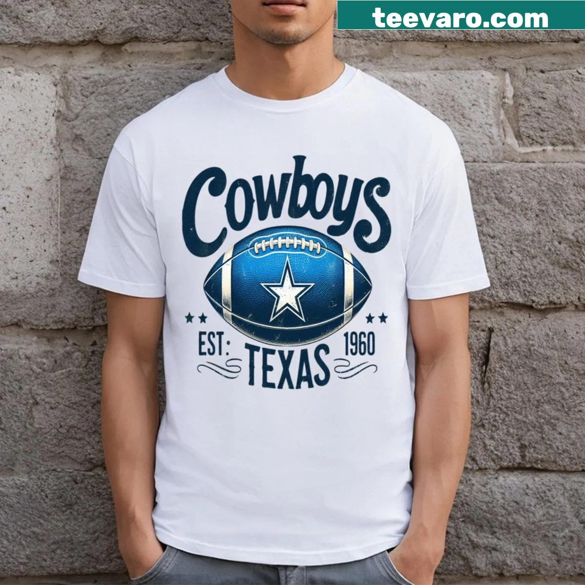 Texas established 1960 graphic T-shirt celebrating cowboy culture — on a men's t-shirt