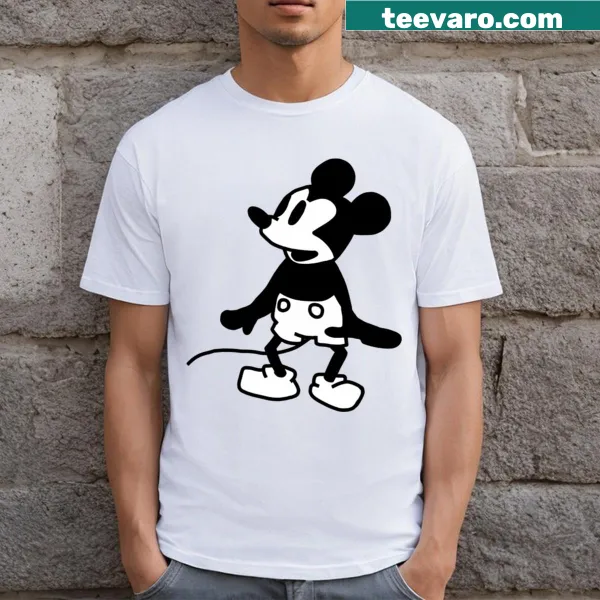 Cute mouse and Steamboat Willie graphic on a t-shirt, perfect for kids.