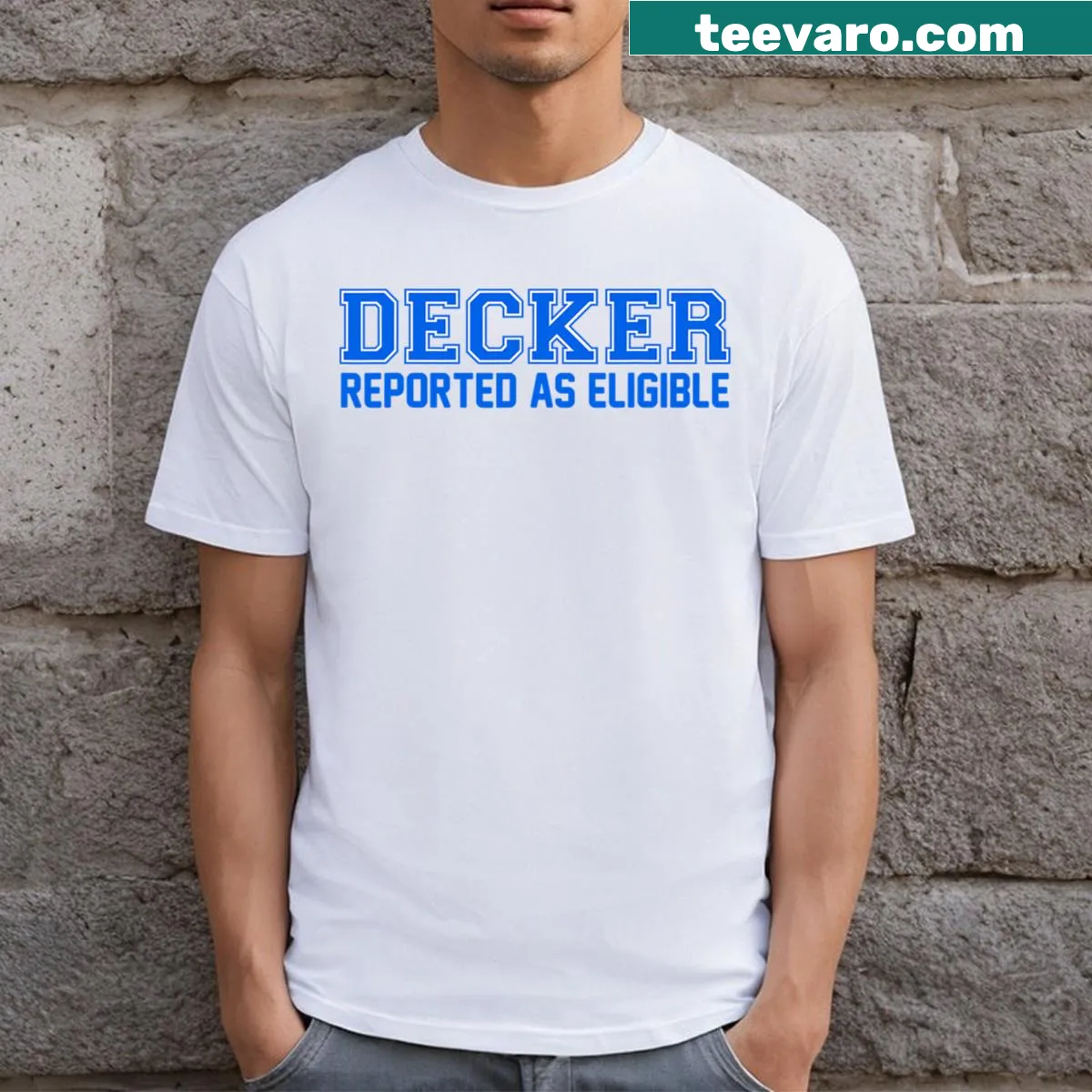 Bold graphic T-shirt with humorous text about eligibility — on a men's t-shirt