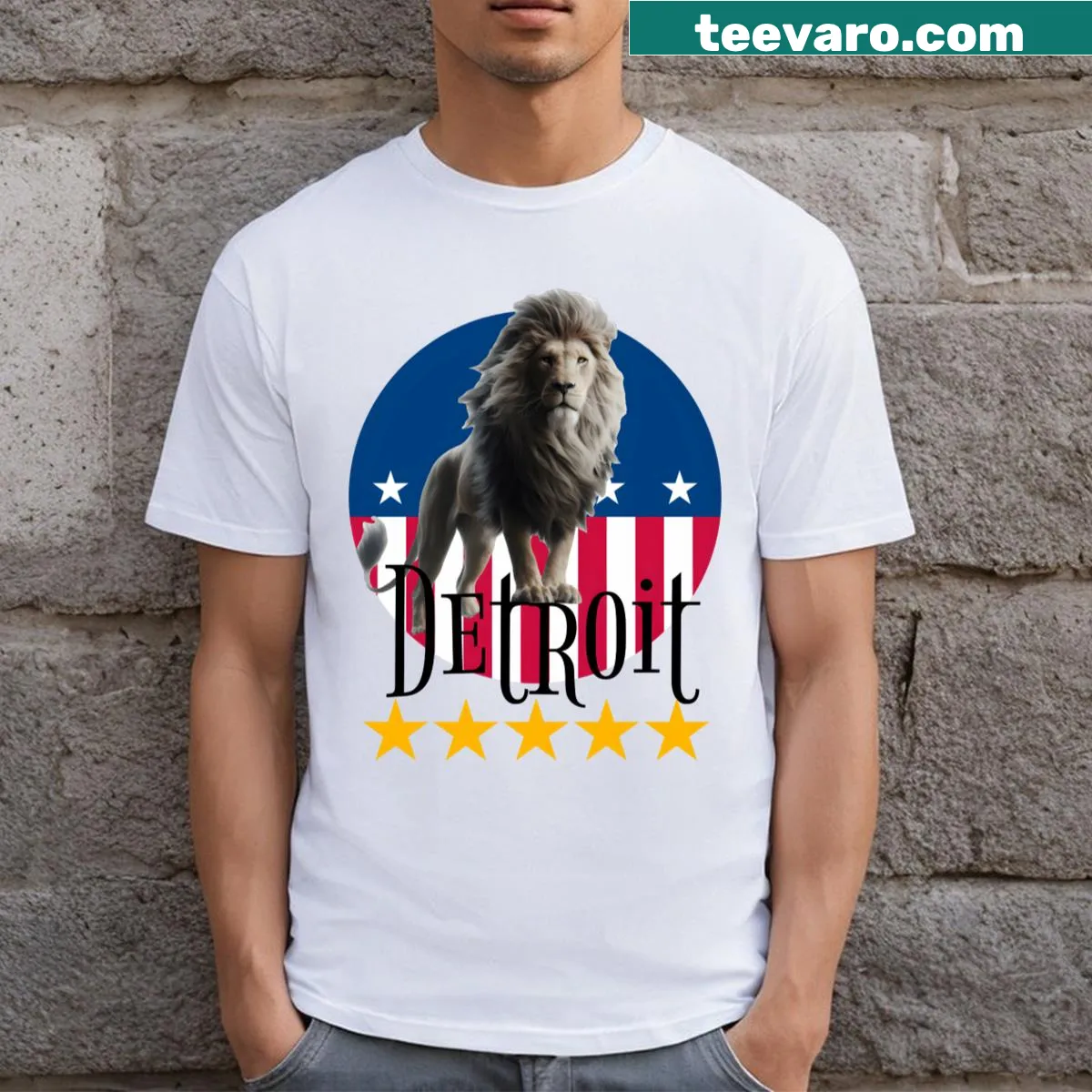 Detroit Lions T-shirt with 1934 emblem design. — on a men's t-shirt