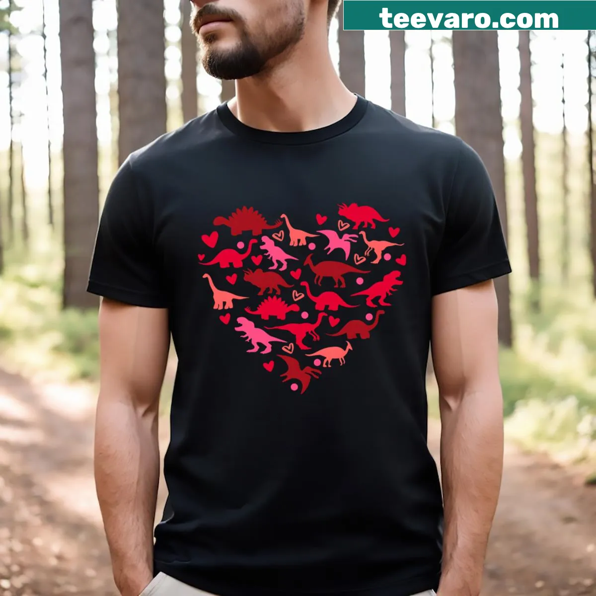 Cute T-Rex heart graphic t-shirt for toddlers — on a men's t-shirt