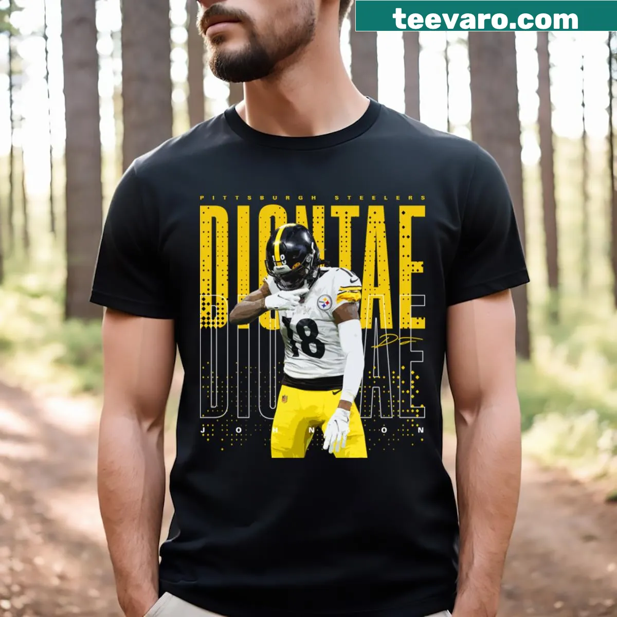 Diontae Johnson name graphic on a t-shirt — on a men's t-shirt