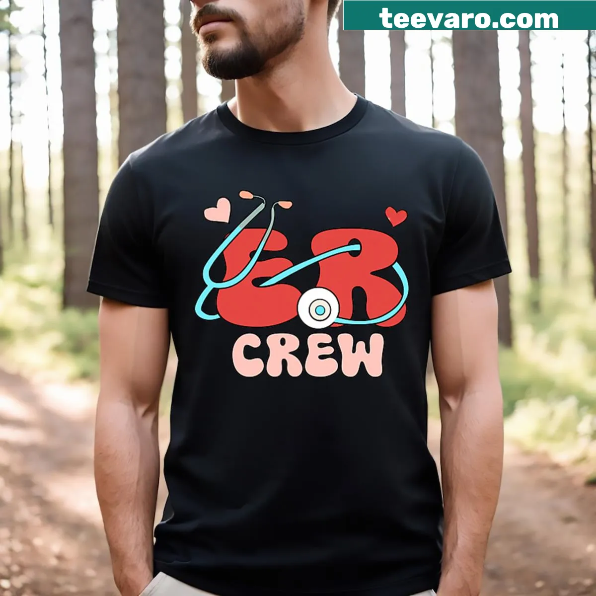 Funny ER nurse Valentine's Day shirt with dual-sided print — on a men's t-shirt