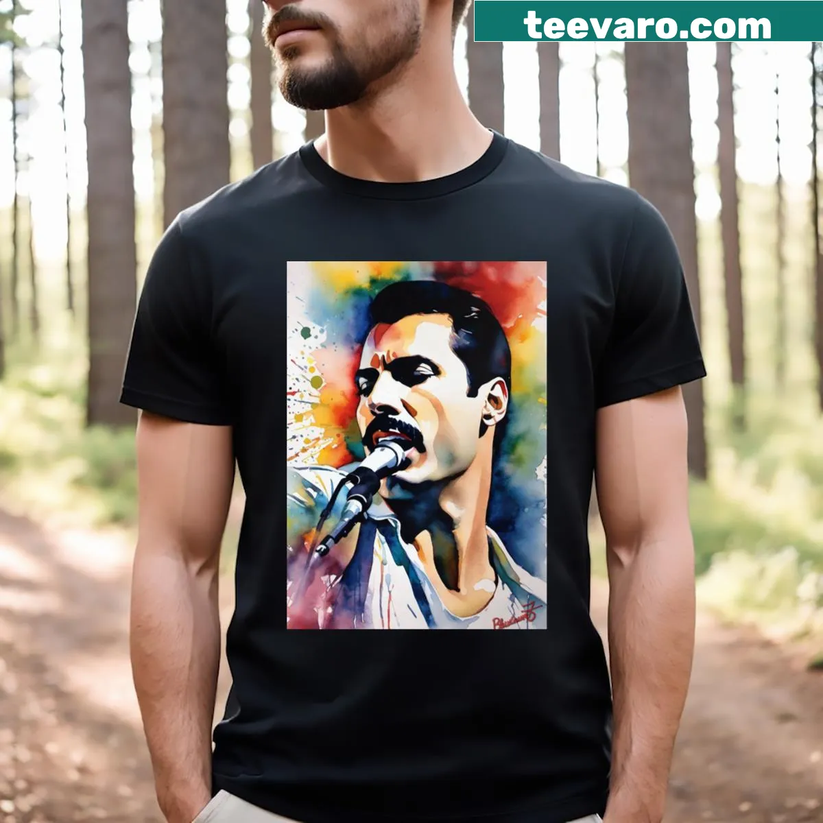 Freddie Mercury T-shirt featuring iconic tribute graphic — on a men's t-shirt