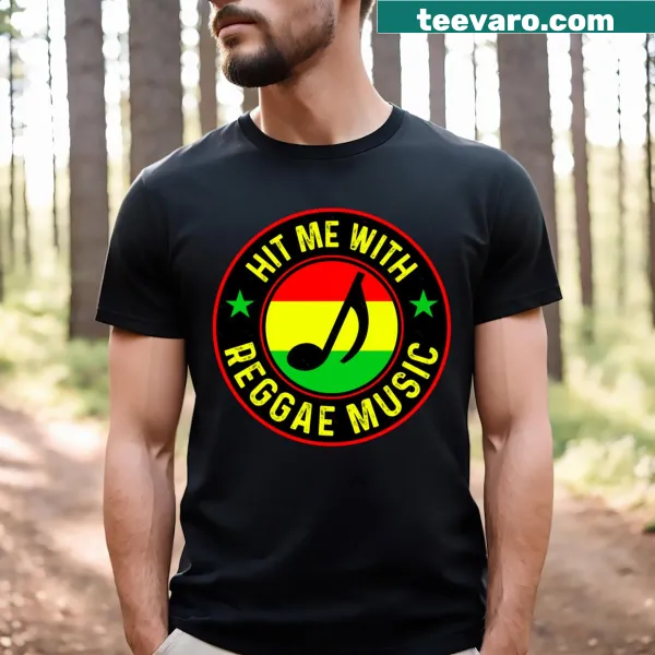 Playful reggae music graphic T-shirt celebrating Jamaica