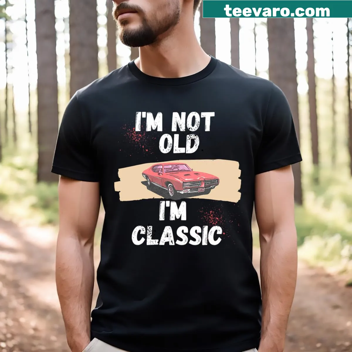 Funny Old Man T-shirt with humorous text — on a men's t-shirt