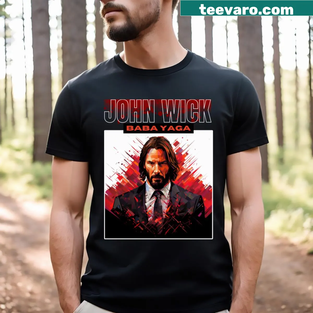 John Wick-inspired T-shirt featuring Baba Yaga design — on a men's t-shirt