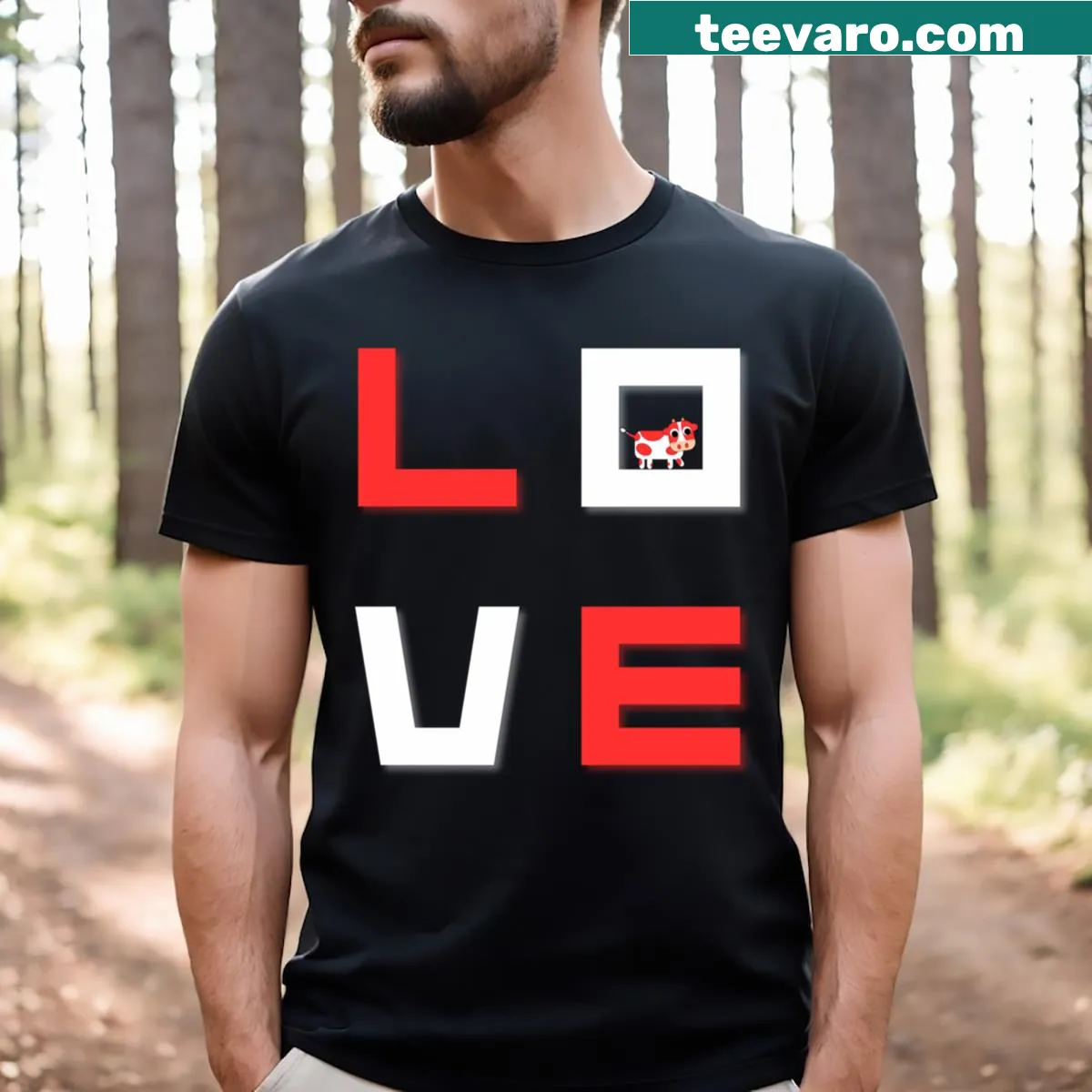 Illustrated farm scene with romantic elements on a t-shirt — on a men's t-shirt