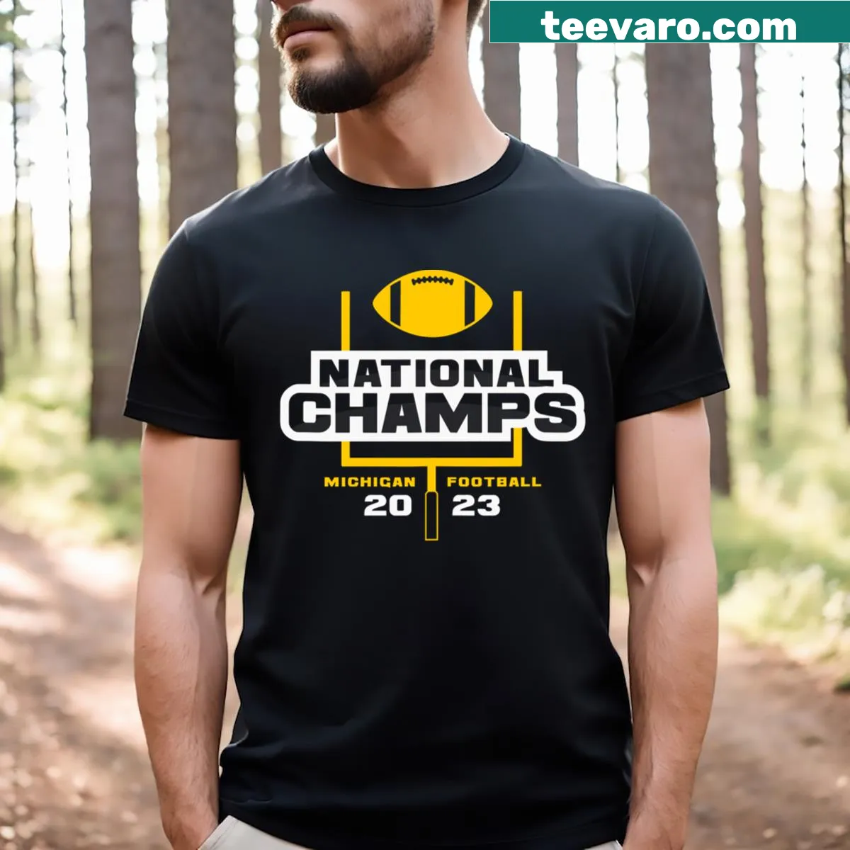 Michigan National Champions t-shirt with bold text design — on a men's t-shirt