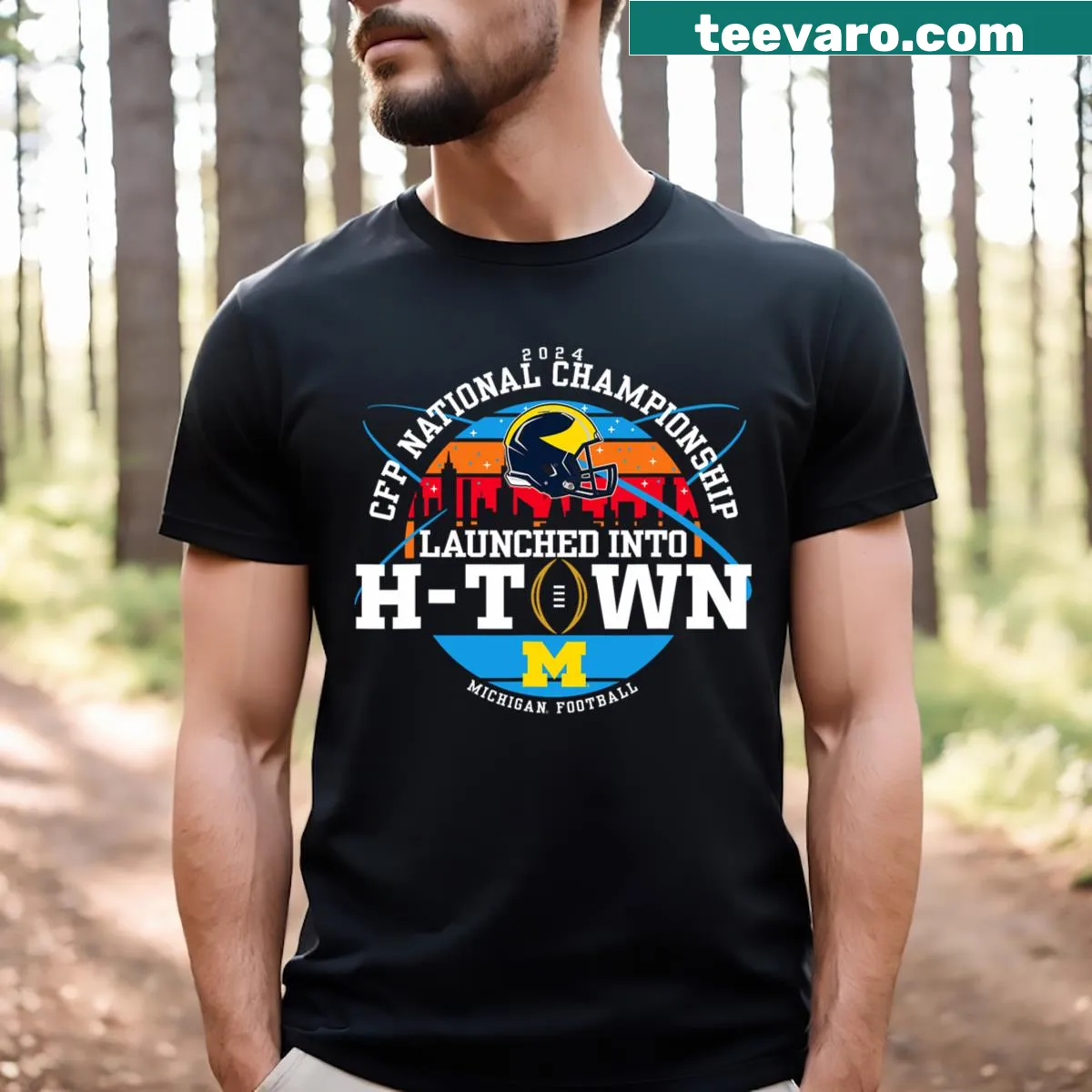 Commemorative t-shirt for Michigan Wolverines 2024 CFP National Championship — on a men's t-shirt