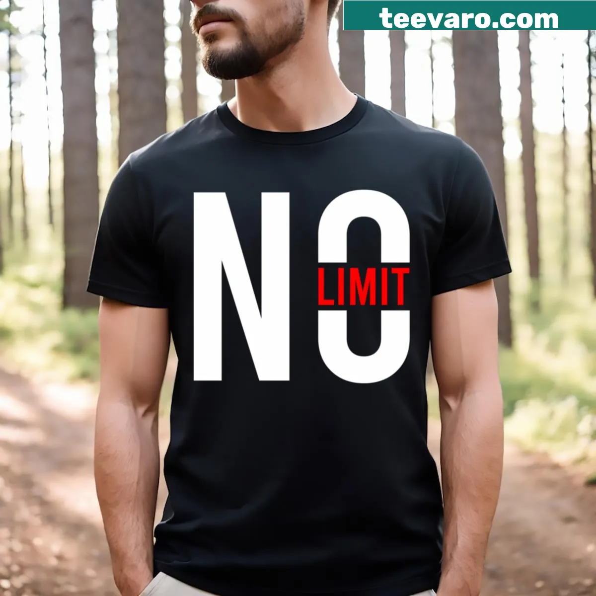 Minimalist t-shirt featuring the phrase 'No Limit' in clean typography — on a men's t-shirt
