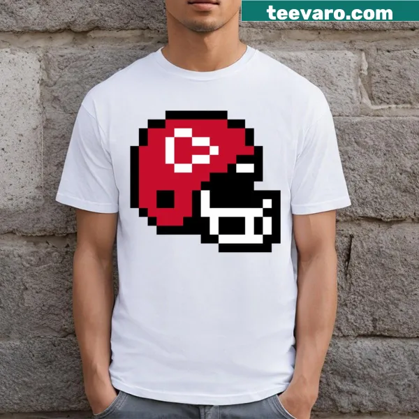 Kansas City sports T-shirt with pixelated helmet design