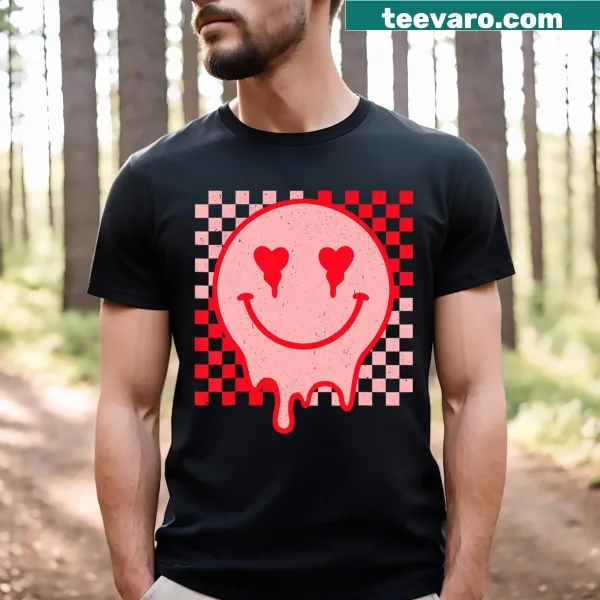 Cartoon-style t-shirt with a hippie heart design for Valentine's Day.