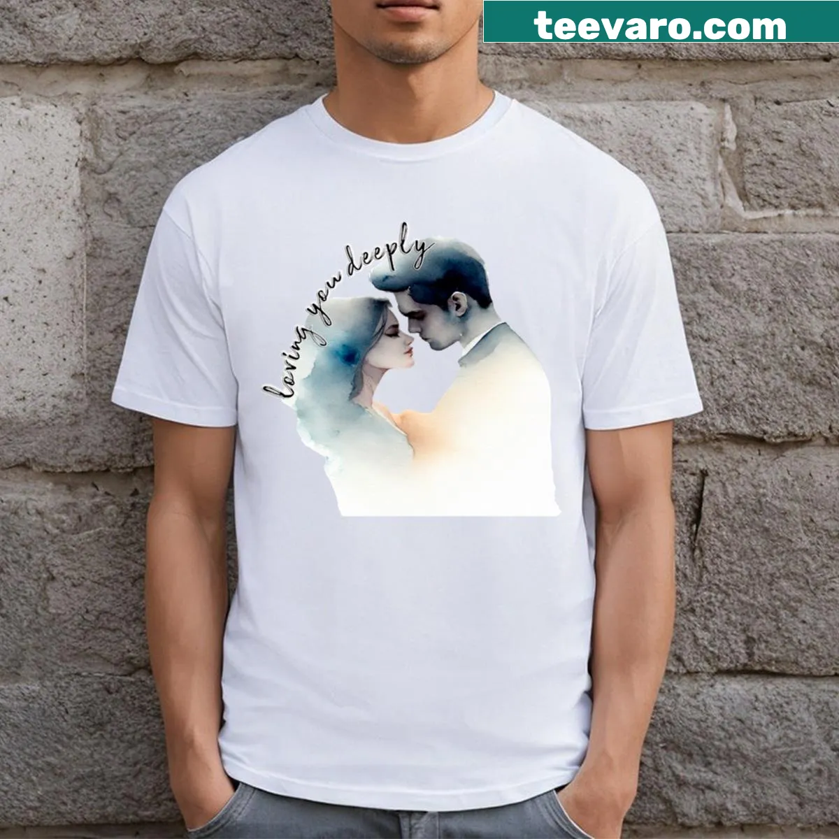 Silhouettes Of Love t-shirt with artistic typography — on a men's t-shirt
