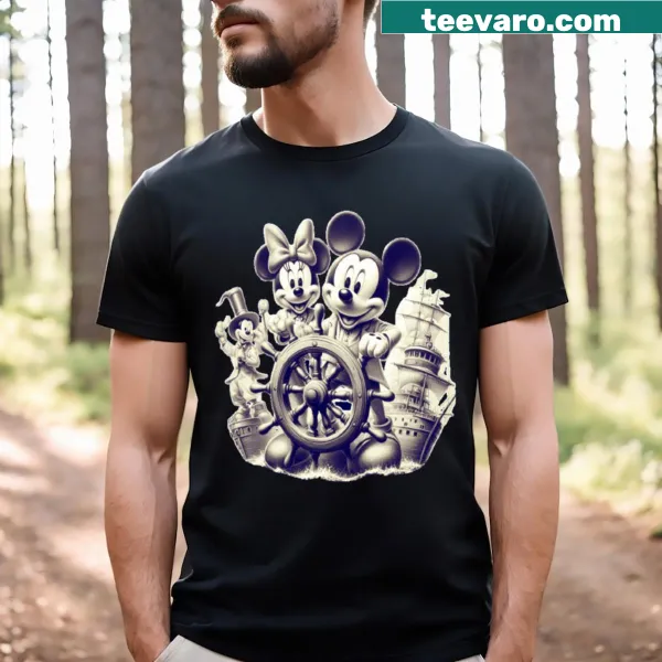 T-shirt featuring classic imagery from Steamboat Willie.