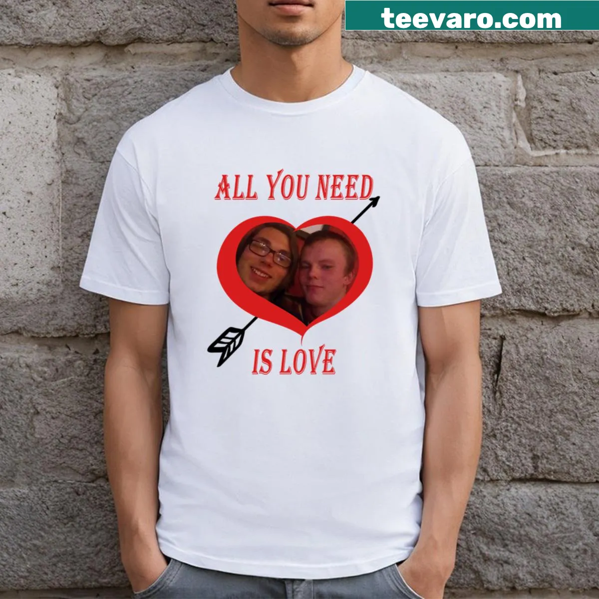 Heartfelt t-shirt with TRUE Love Always text — on a men's t-shirt