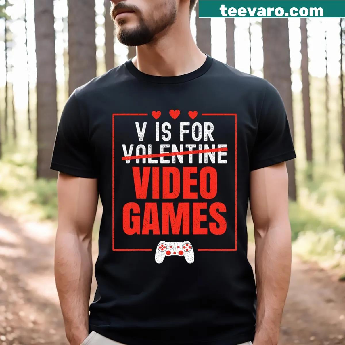 Funny Valentine's Day T-shirt featuring gaming-themed text — on a men's t-shirt