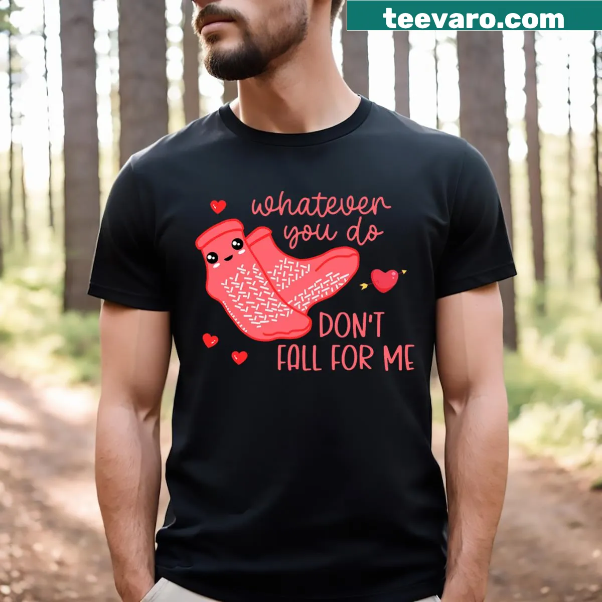 Witty nurse T-shirt with 'Don't Fall For Me' text for Valentine's Day — on a men's t-shirt