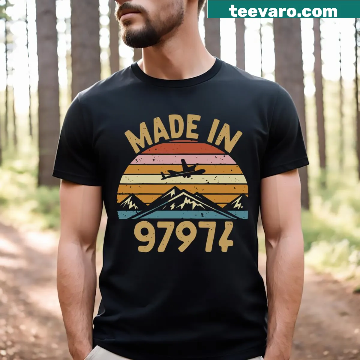 Vintage typography birthday t-shirt celebrating 50 years since 1974. — on a men's t-shirt