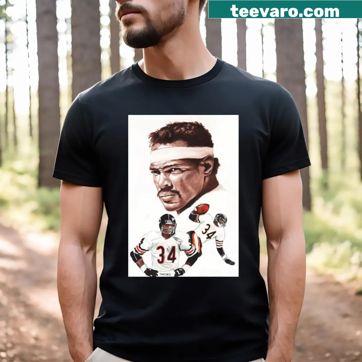 Tribute T-shirt featuring the name Walter Payton in bold graphic style — on a men's t-shirt