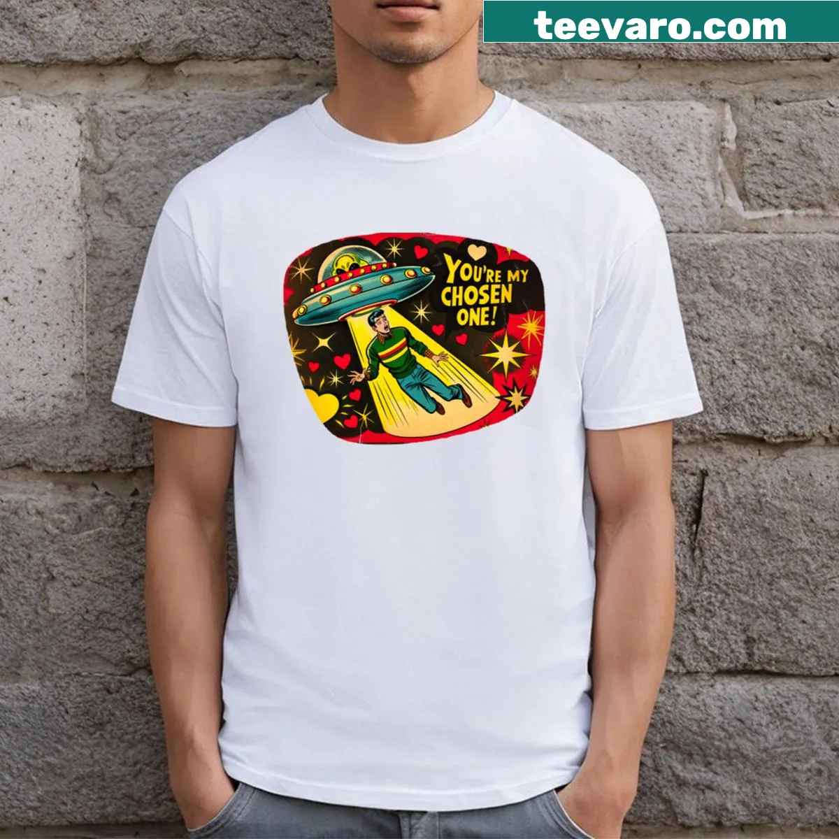 T-shirt with the phrase 'You're My Chosen One' in stylish typography — on a men's t-shirt