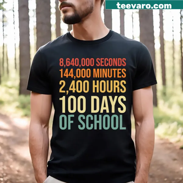 Vintage-style t-shirt celebrating 100 days of school