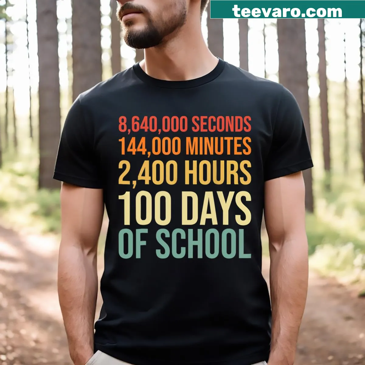Vintage-style t-shirt celebrating 100 days of school — on a men's t-shirt