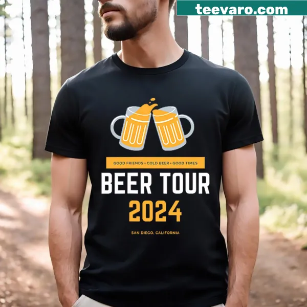 T-shirt with playful illustrations related to a beer tour