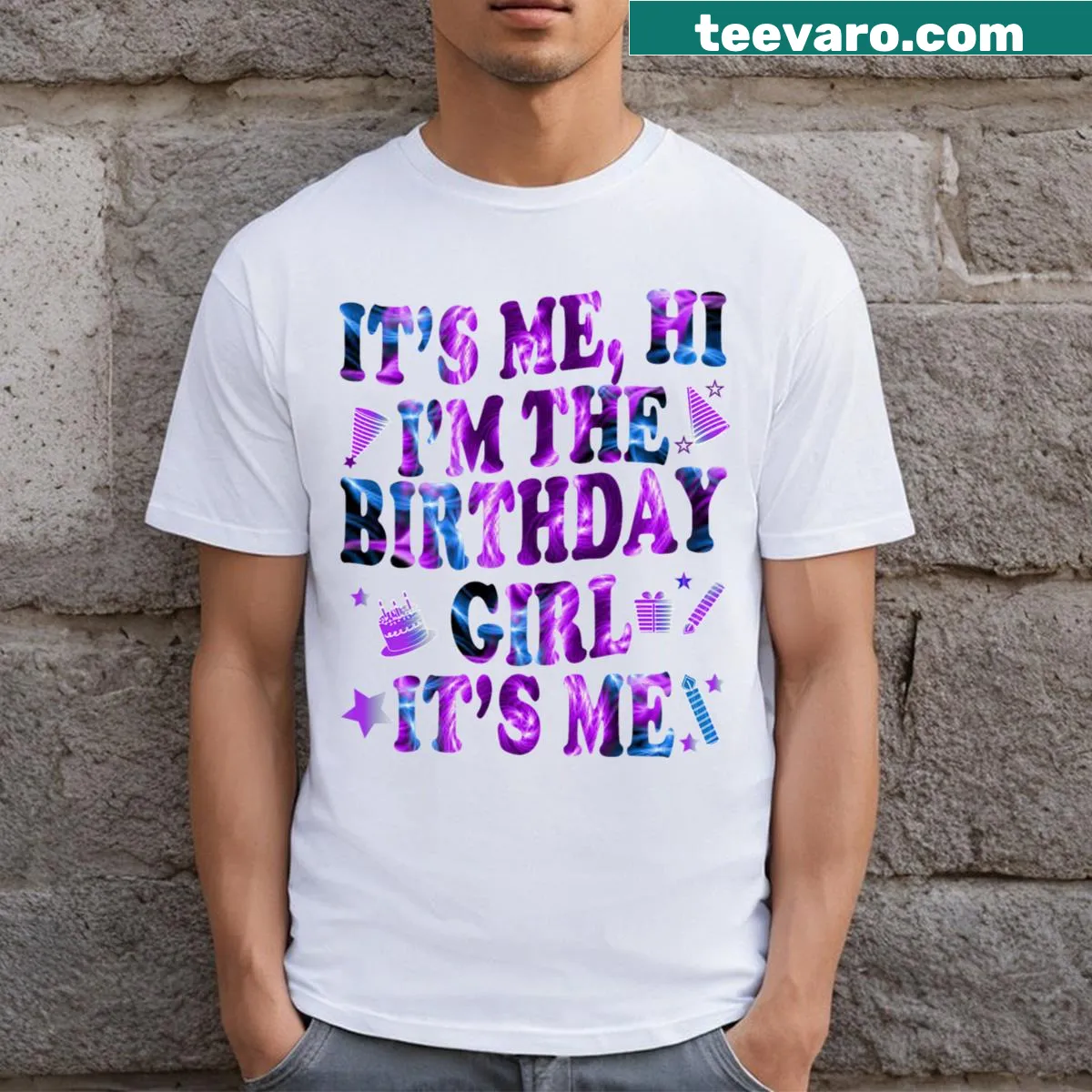 Playful Birthday Girl text design for kids. — on a men's t-shirt