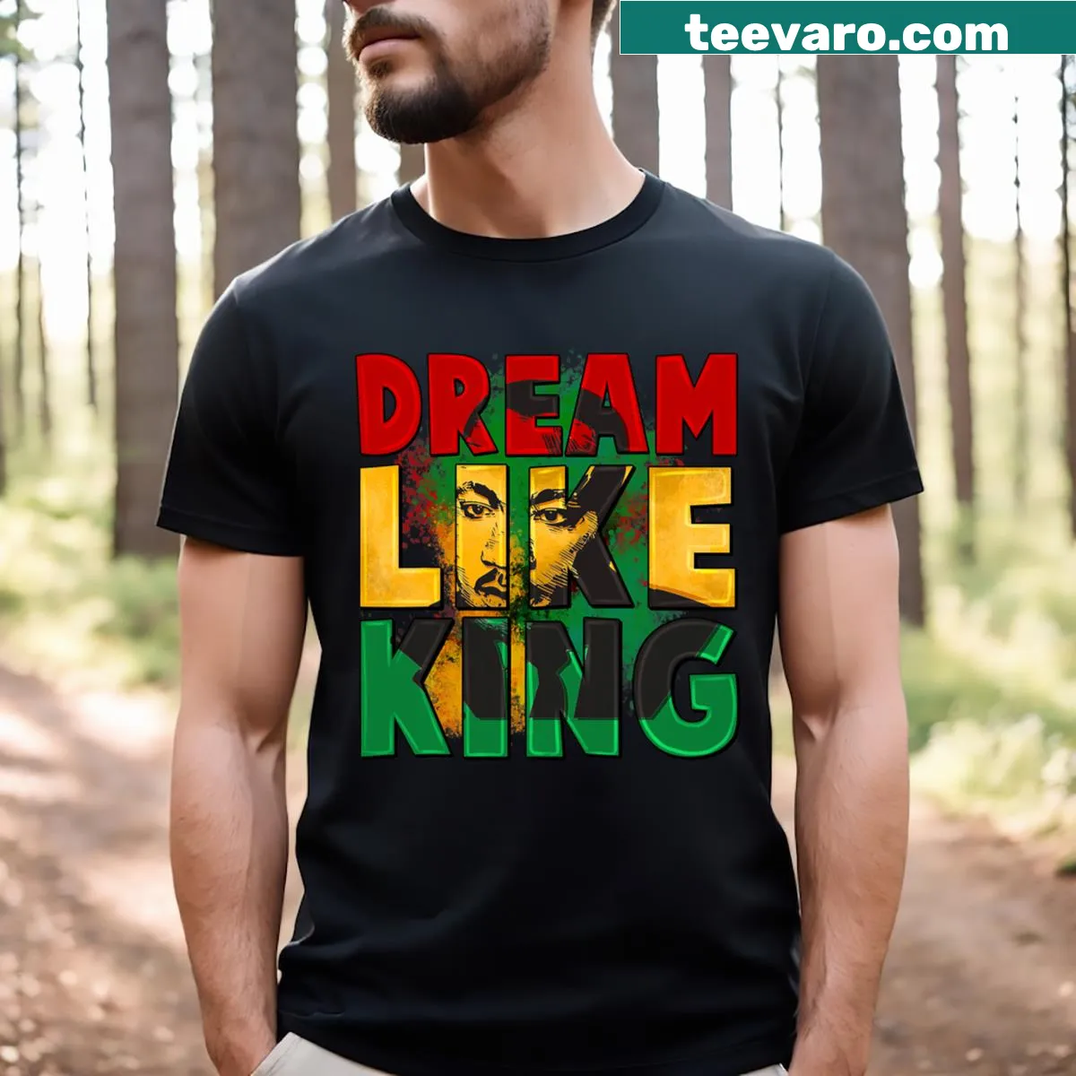 Tribute to Martin Luther King Jr. on a T-shirt for Black History Month. — on a men's t-shirt