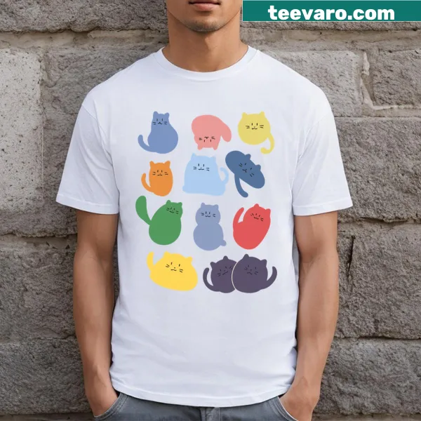Illustration of playful cats on a t-shirt
