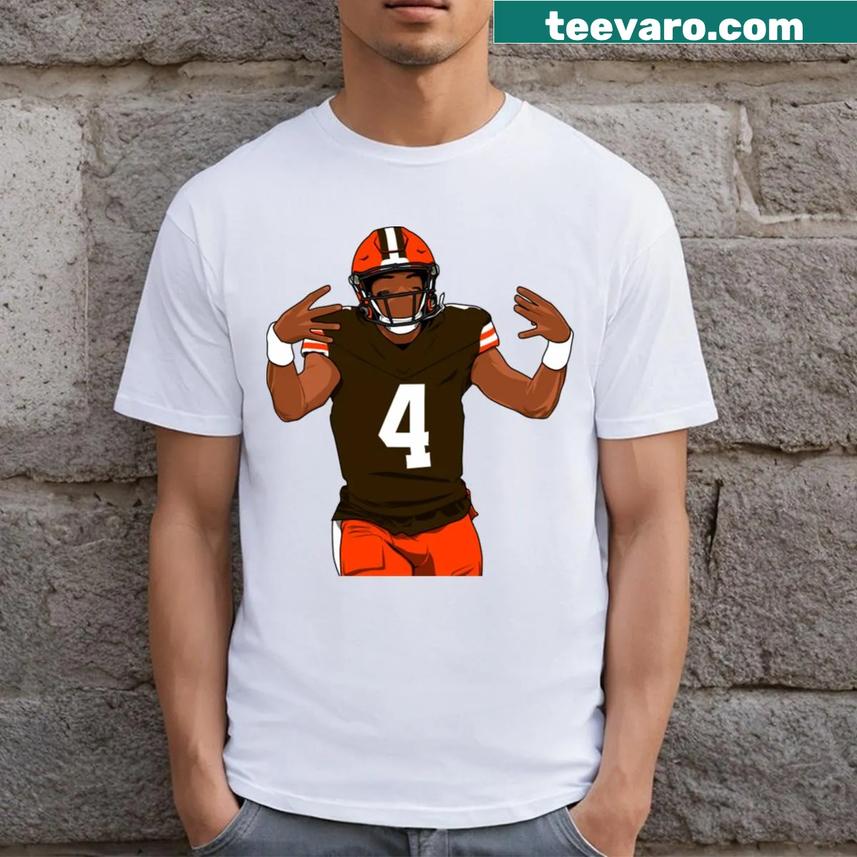 Deshaun Watson t-shirt with player graphic and name — on a men's t-shirt