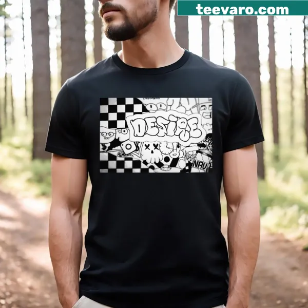Abstract doodles graphic on a minimalist t-shirt