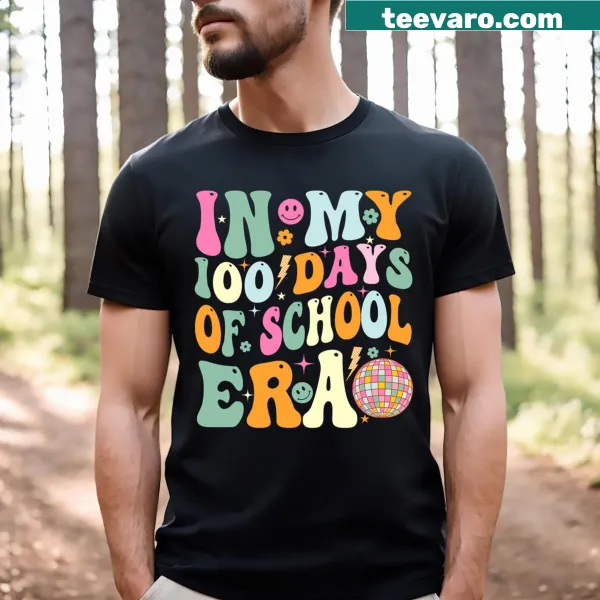 Teacher T-shirt celebrating 100 days of school with students