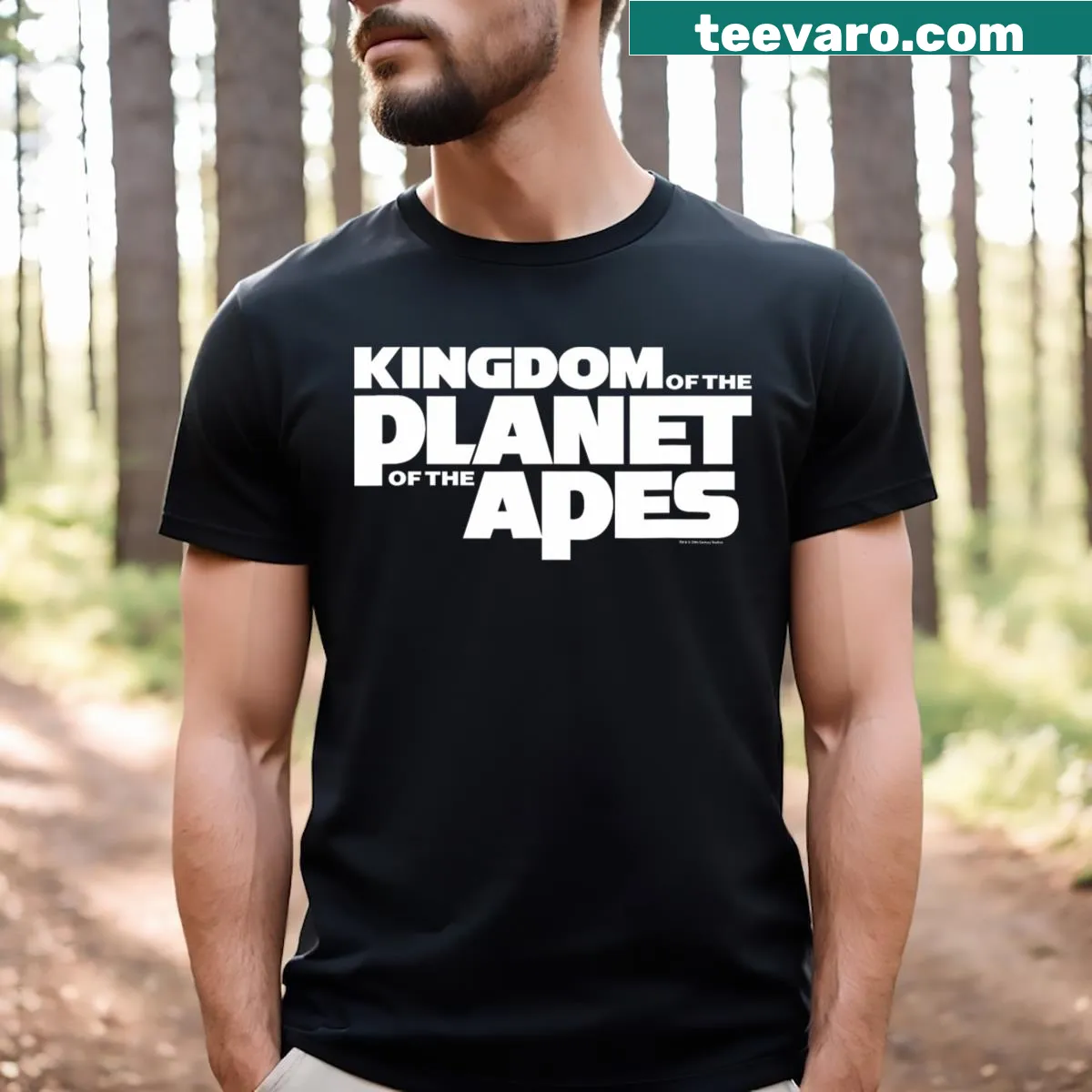 Official movie title logo T-shirt for Planet of the Apes — on a men's t-shirt